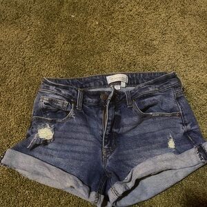 Distressed Blue Jean Shorts